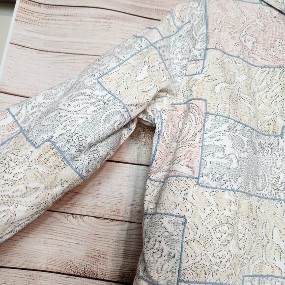 Coldwater Creek Quilted Pastel Patchwork Jacket Zipper Women's Size Small - Picture 13 of 16